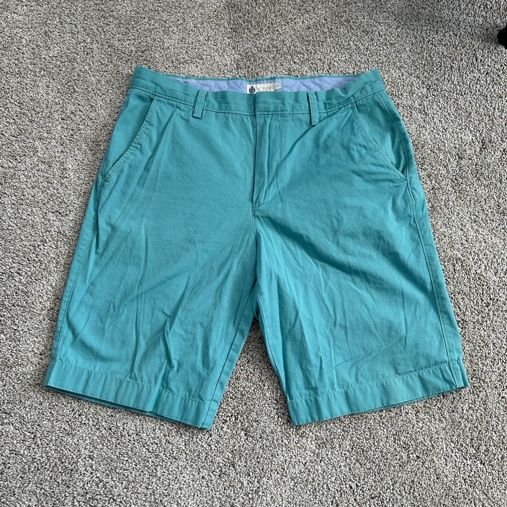 2/$30 J. Crew men’s chino shorts waist size 33 teal blue green flat front khaki